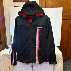 Nissan Nismo Racing Team Black Mens Jacket Detachable Hood Size XL 2013 RARE